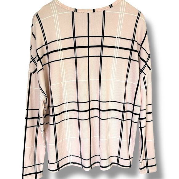 Fred David Sweater Size Medium Petal Plaid Long Sleeve Cinch Butter Soft Stretch - Picture 3 of 7